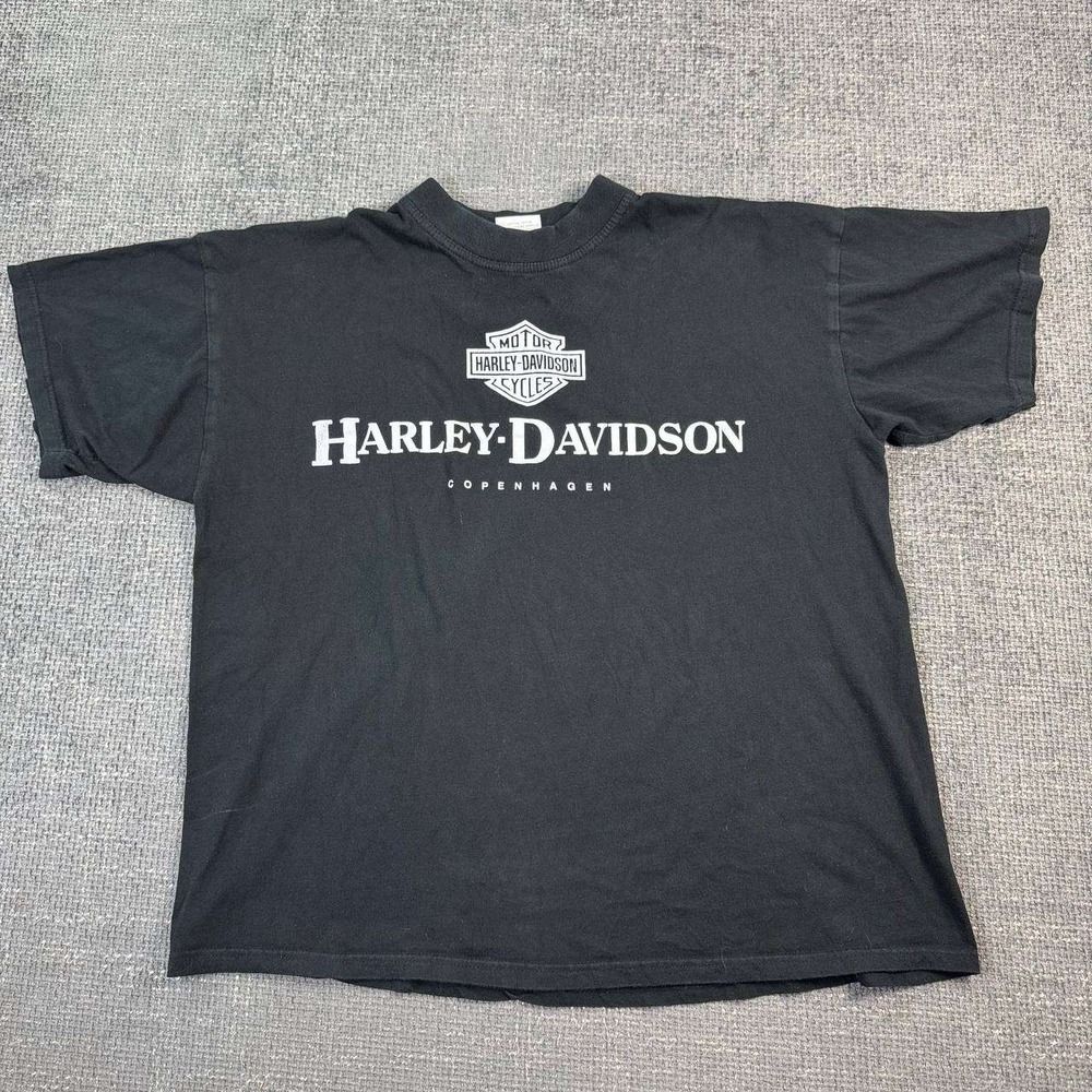Harley-Davidson Copenhagen Graphic T-Shirt XL Black Y2K B&C European Style